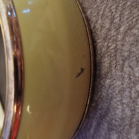 VTG 1960s Avocado Green Chunky Wide Brass Bangle Bracelet - Picture 5 of 7